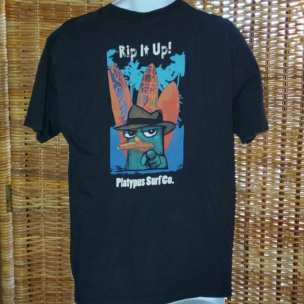 Platypus Surf Co. Hawaii Rip It Up Perry the Platypus Crazy Shirt T-shirt L